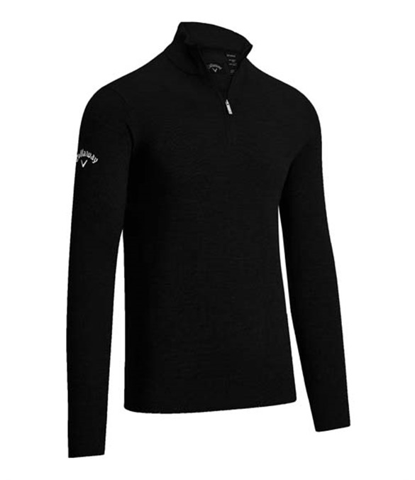 Ribbed &#188; zip Merino sweater