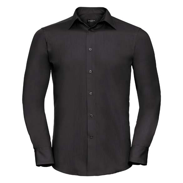 Long sleeve polycotton easycare fitted poplin shirt