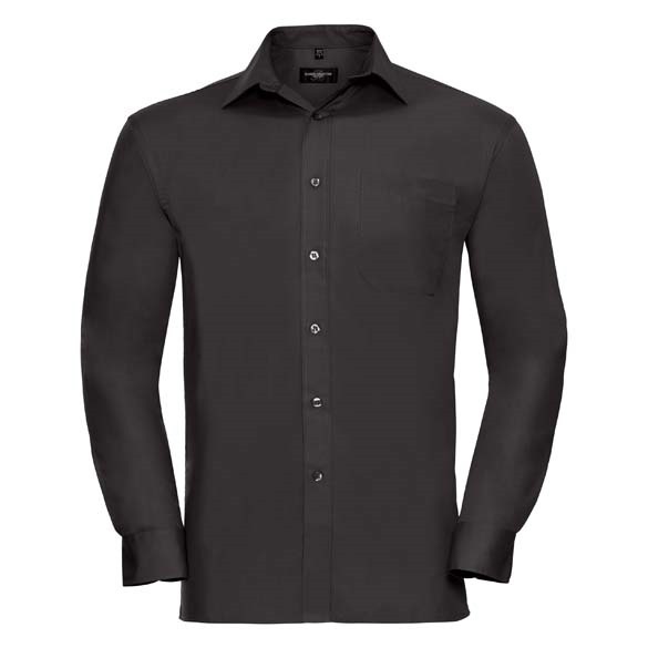 Long sleeve pure cotton easycare poplin shirt